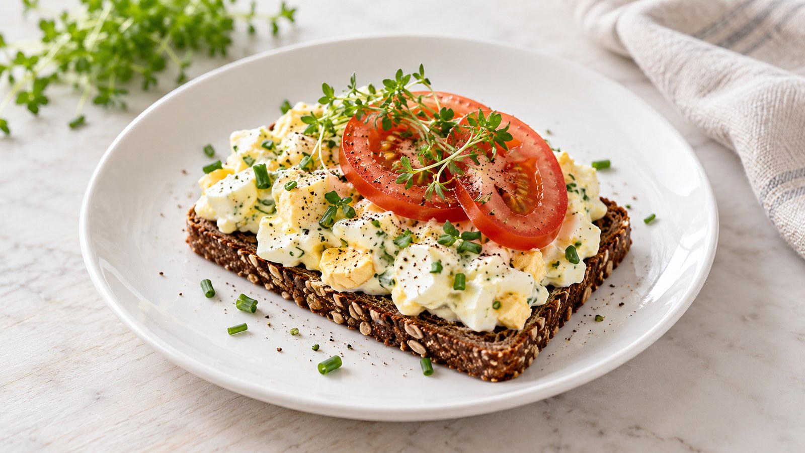 Æggesalat med skyr på rugbrød