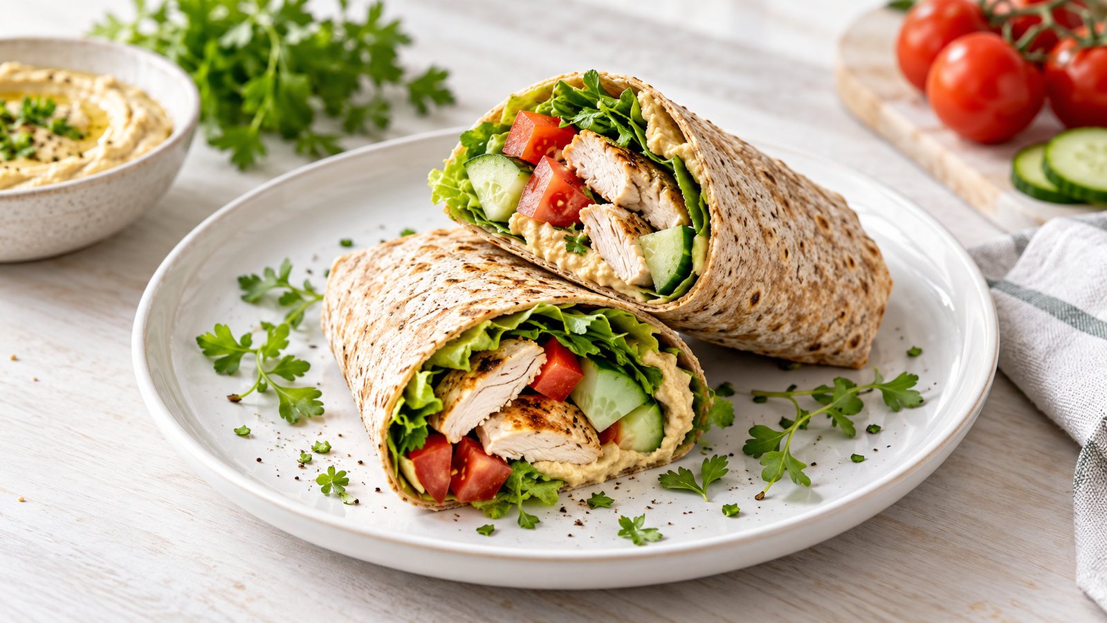 Kyllingewrap med hummus