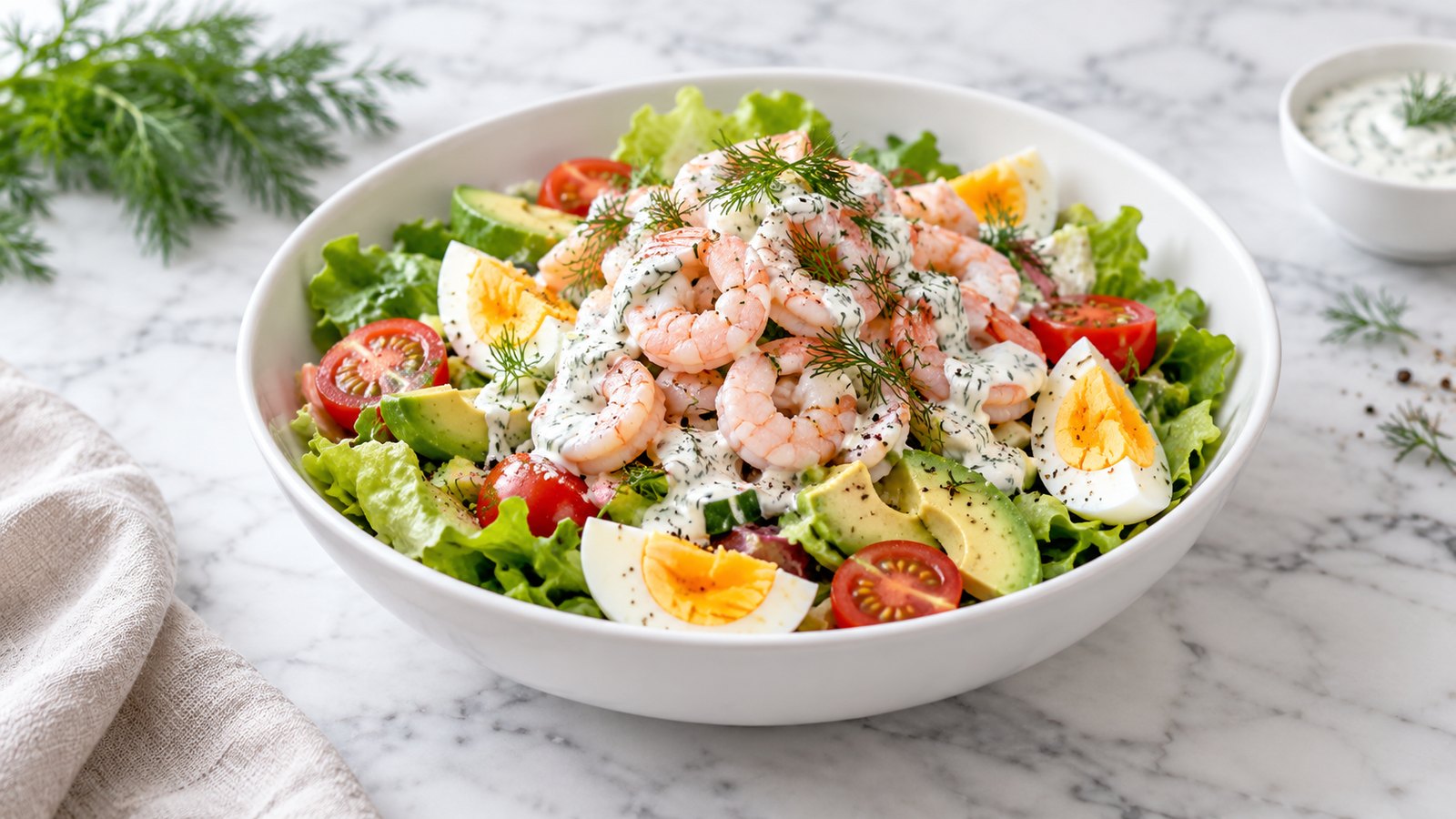 Rejesalat med avocado og æg